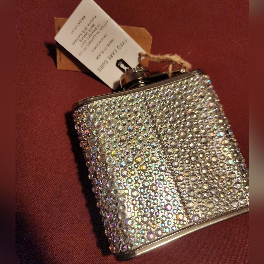 Typo Stainless Steel 6oz Bling Novelty Flask - Picture 3 of 5